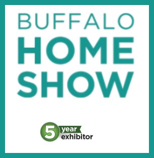 A green and white logo for the buffalo home show.